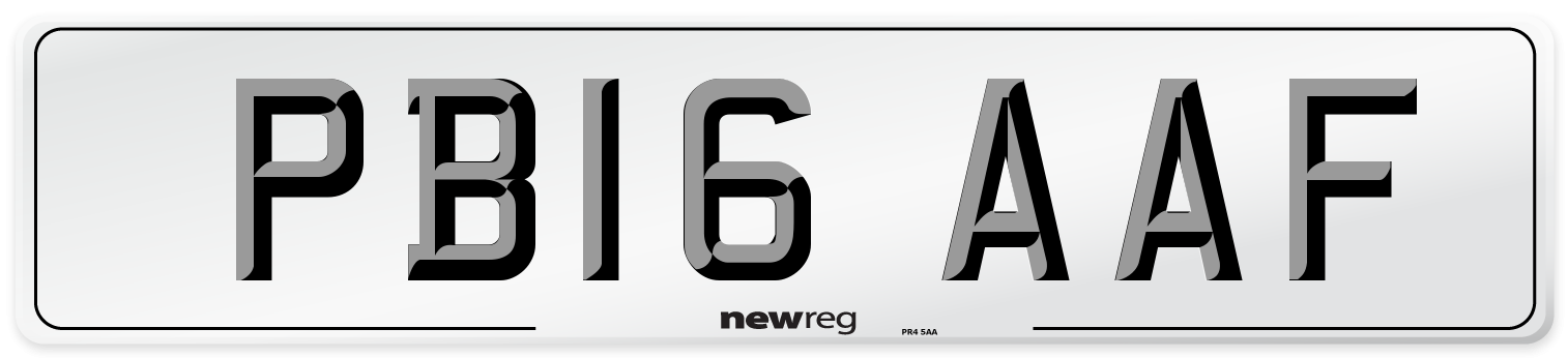 PB16 AAF Number Plate from New Reg